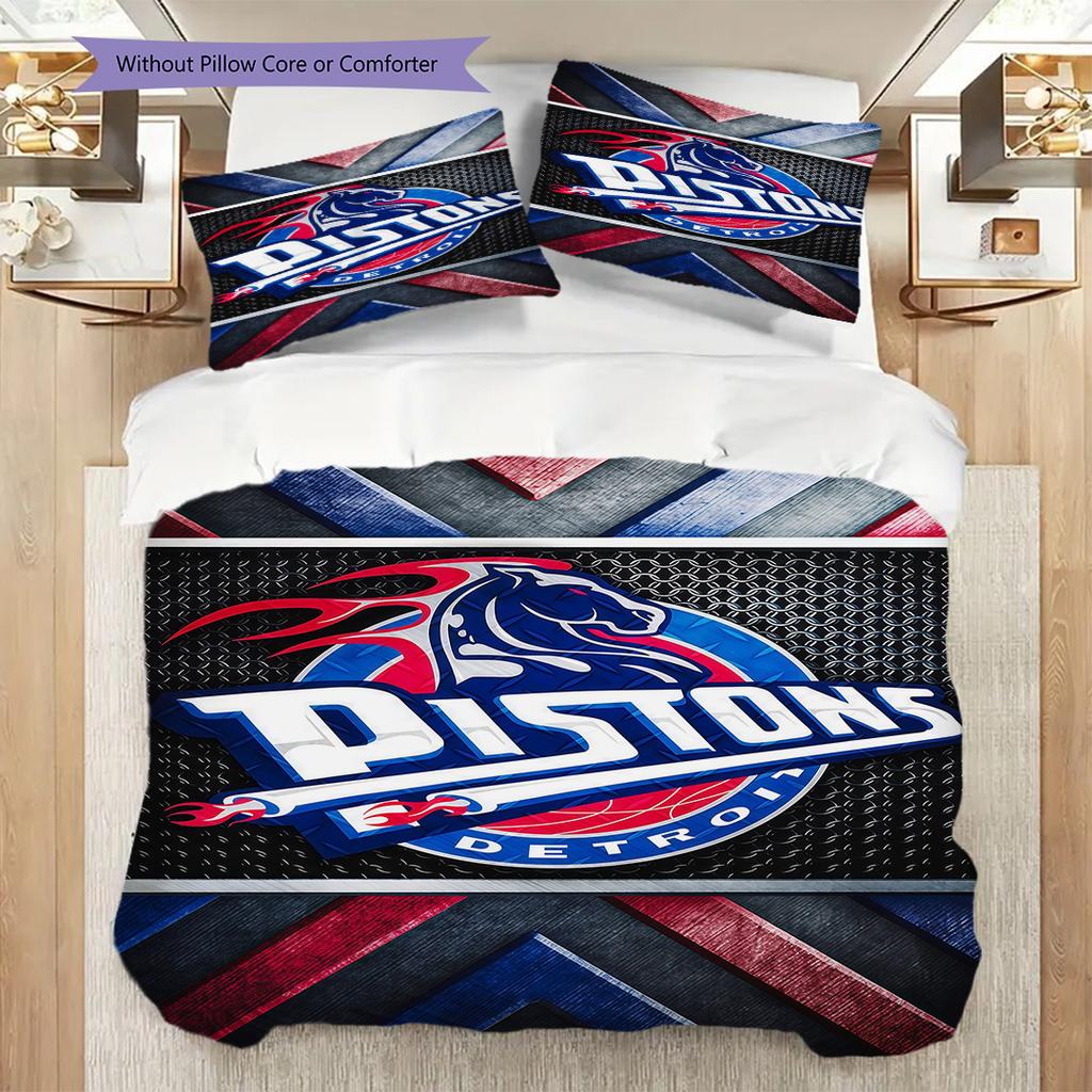 Detroit Pistons Bold Logo Three-piece set(1 * duvet cover + 2 * pillowcase, without core) Bedding set Duvet cover and pillowcase