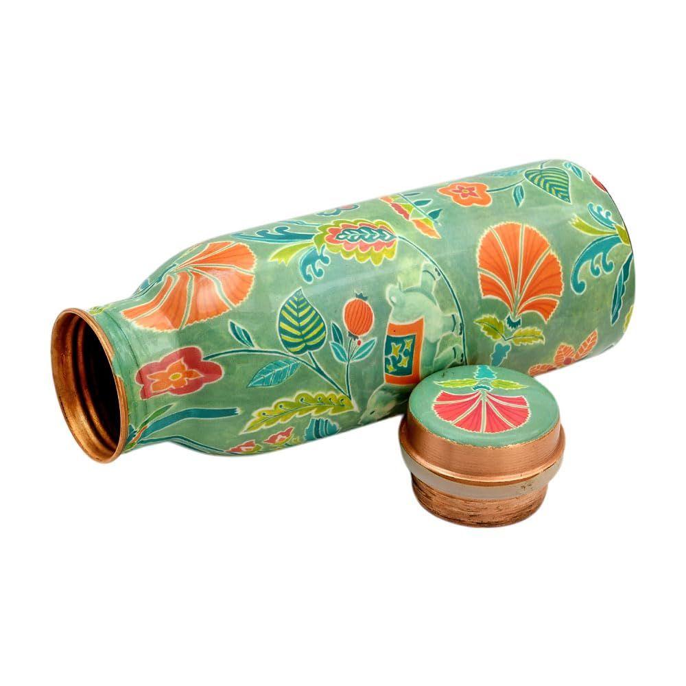 HOMES 100% Pure Copper Water Bottle | Leak Proof, Durable & Rust Proof | Boosts Immunity & improves Health | Eco Friendly Printed Water Bottle