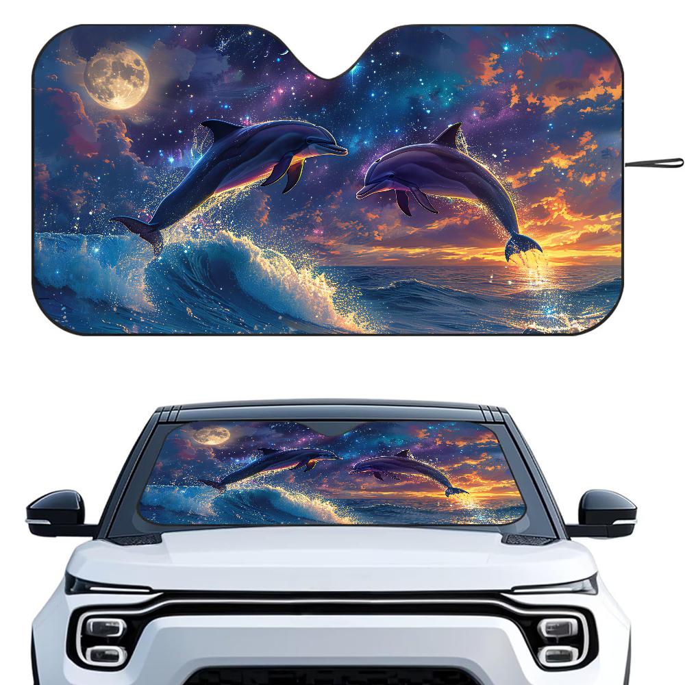 Ocean Animals Dolphin Car Sunshade Curtains Heat-insulating Aluminum Suction Cup Blocks UV Rays Car Sun Visor Protector