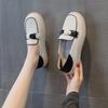 2025 new soft-soled single shoes two wear leather little white shoes women's one pedal loafers flat Doudou shoes 43 large size