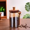 Creative Amber Coffee Bean Tea Storage Jar with Spoon Sealed Jar High Borosilicate Glass Sealed Bottle Wooden Lid Food Container