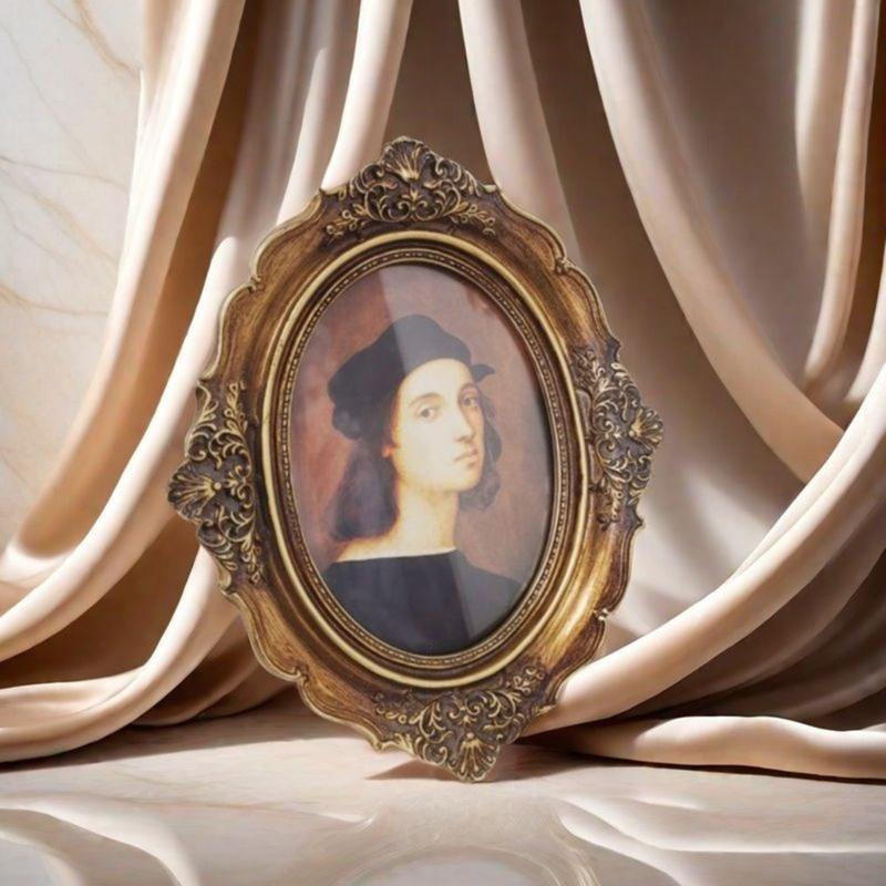 Cornice Rettangolare Antica e Riccamente Decorata per Tavolo o Parete, Cornice per Foto Retrò, Cornice Decorativa per Arredamento Casa