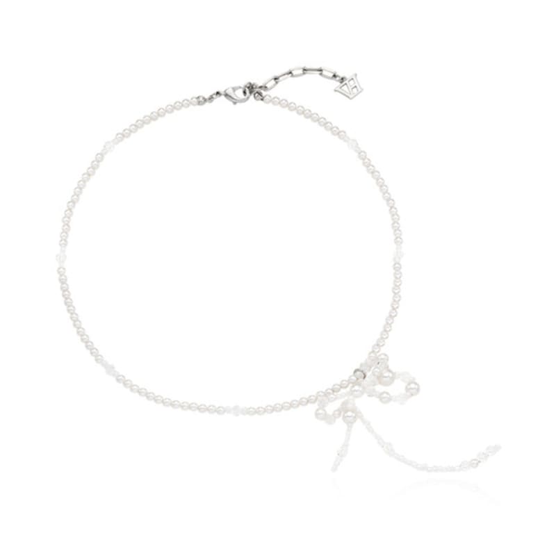 VINTAGE HOLLYWOOD White Blossom Ribbon Necklace_VH2412NE008M