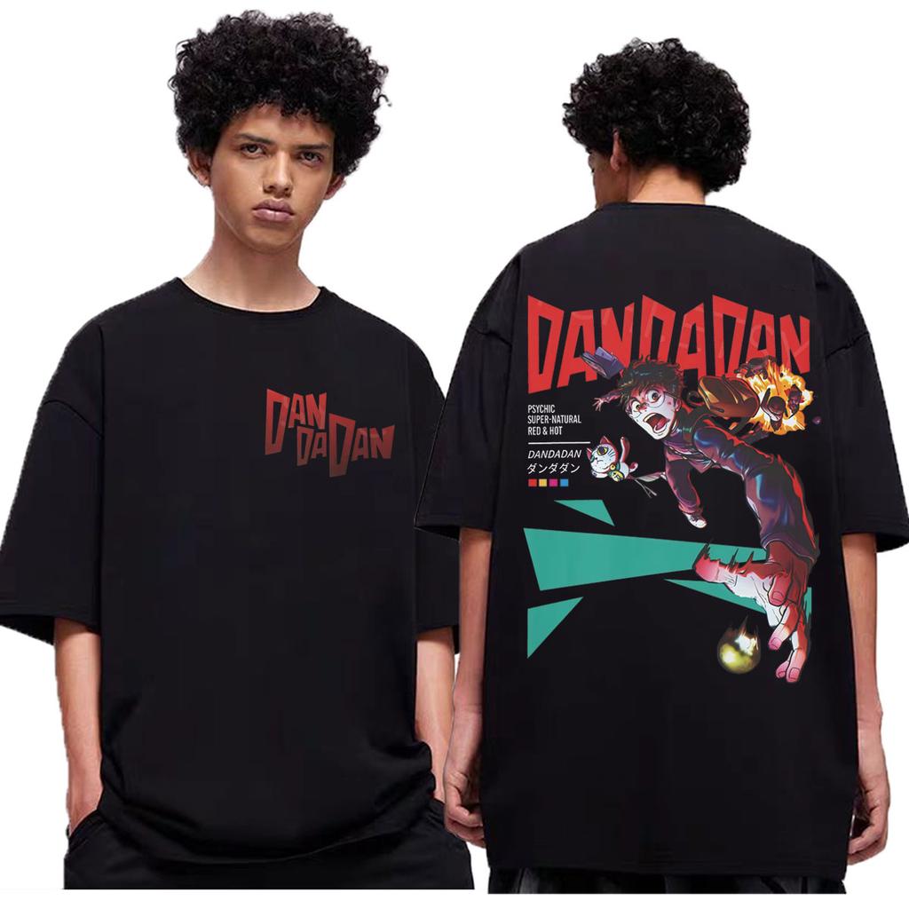 Japanese Anime Dandadan Double Sided Print Tshirt Men Women Fashion Cartoon Short Sleeve Tshirts Summer Casual Cotton T Shirts