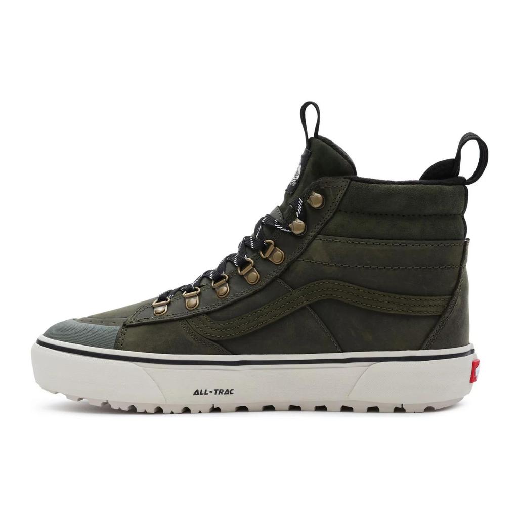 Vans Sk8 Round Toe Lace-Up High-Top Skate Shoes Unisex Skate Shoes Dark-Green VN0009QMOLV