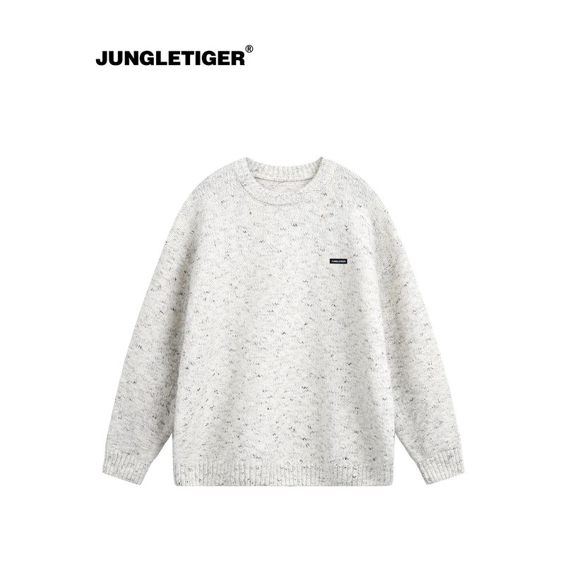Jungle Tiger American Style Trendy Crew Neck Soft Sweater for Men, Autumn and Winter Couple Style Loose Lazy Knit Top