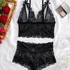 Explosive lace suspender sexy underwear set deep V milk