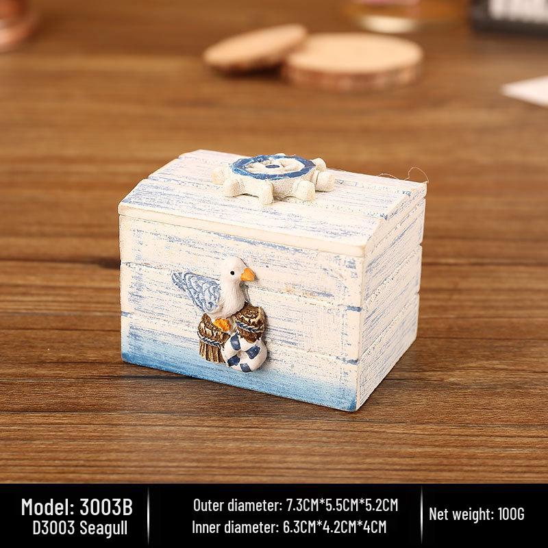 Ocean Style Mediterranean Desktop Wooden Jewelry and Candy Storage Box