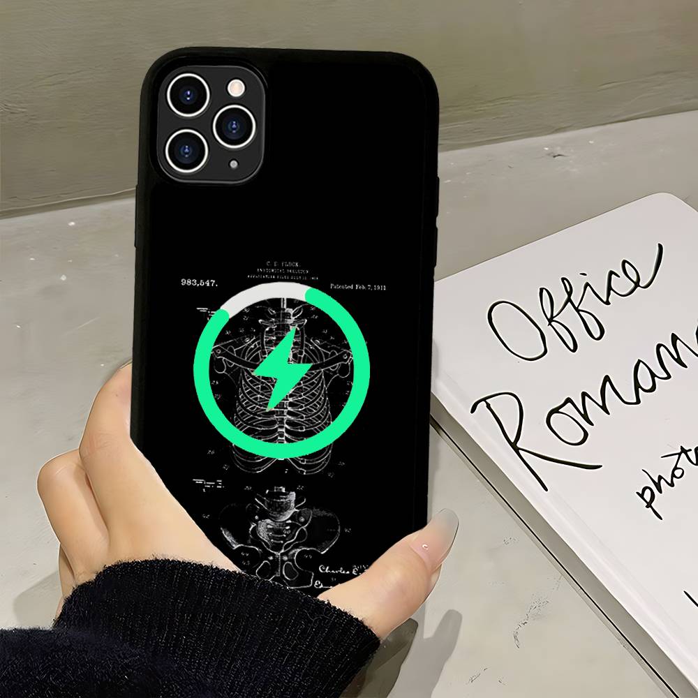 Radiological Human Organs Skeleton For Magsafe Magnetic Case For IPhone 17 Air 16 15 14 13 12 11 Pro Max Plus Wireless Charging