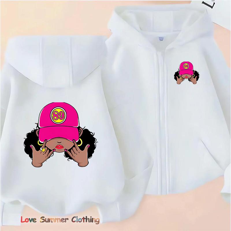Felpa con zip per bambina Y2k Ragazza Nera Hip Hop Ragazze Giacca con cappuccio Autunno Zip Autunno Ombra Felpa con cappuccio casual Taglia 100-160