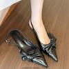 Fashion Women's Shoes Summer Street Style Butterfly-knot Pumps Sexy Pointed Toe Stilettos Woman Shoes Elegant Slingbacks Sandalias Mujer