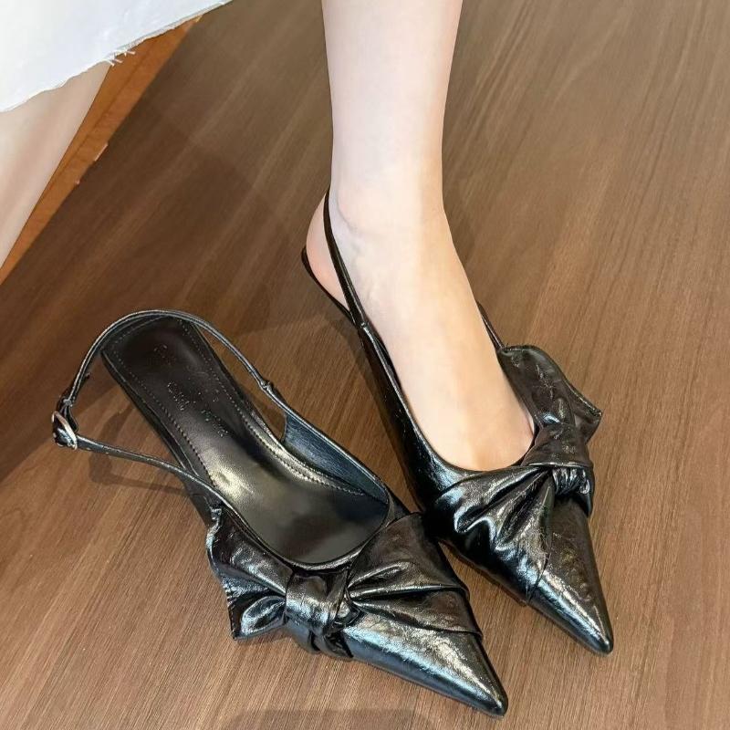 Fashion Women's Shoes Summer Street Style Butterfly-knot Pumps Sexy Pointed Toe Stilettos Woman Shoes Elegant Slingbacks Sandalias Mujer