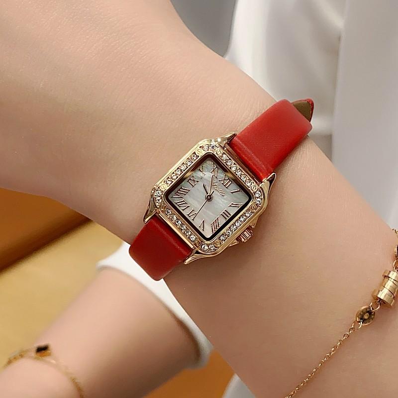 Fashion Trend Temperament Watch Square Belt Diamond Shell Roman Ladies Watch Women