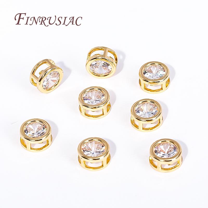 Trendy 18K Gold Plated Brass with Zircon Round/Heart Spacer beads,Separators For Beads,DIY Jewelry Making Supplies Wholesale