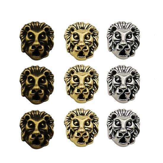 36 stk antikk sølv bronse gull blandet løvehode løs spacer perle, håndverksutstyr Charms anheng for smykkefunn å lage tilbehør