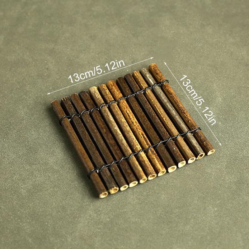 1PC Table Mat Unique Tea Cup Mat Natural Sushi Decorative Plate Tea Ceremony Pattern Color Natural Random