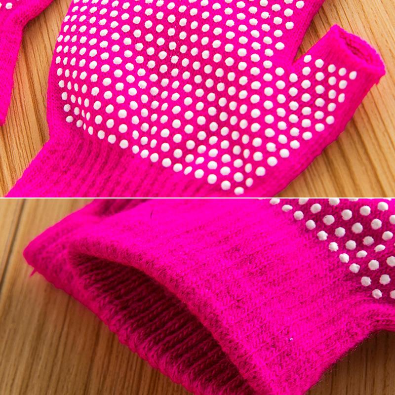 1Pair Women Men Yoga Gloves  Pilates Indoor Dance Fitness Training Half-Finger Gloves Anti-Slip Warm Open-Fingered Gloves