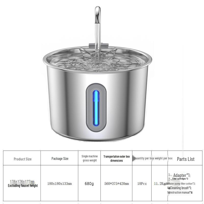 Stainless Steel Pet Water Dispenser: Automatic Flowing Design for Cats & Dogs