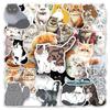 52 Persian Cat Doodle Stickers, Cute Cartoon Garfield Cat Decorative Phone Case Stickers