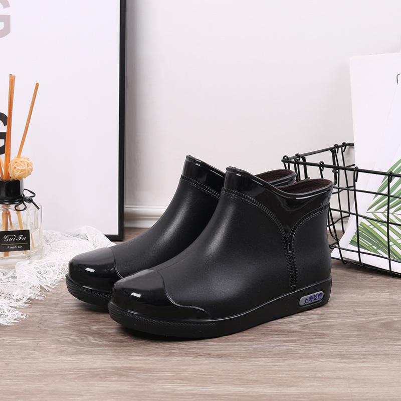 Water Shoes Rain Shoes Girls Short Tube Four Seasons Light Mouth Rain Boots Students Water Boots Waterproof Glue Shoes Fashion Versatile