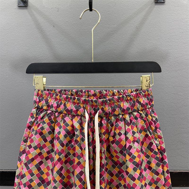 Minimalistische Pendler Sommer Neue Hosen Damen Batik Kordelzug Elastisch Hoher Bund Tasche Locker Atmungsaktiv Lässig Gerade Hosen
