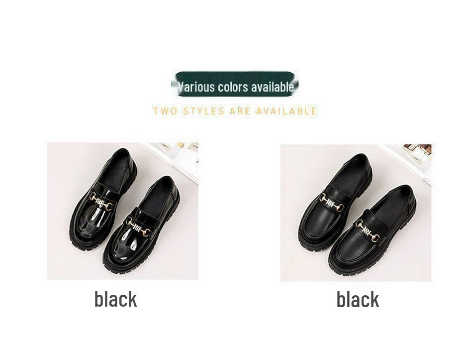 Genuine Soft Leather Women's Platform Loafers - Spring 2022 British Style, Thick Sole, Black