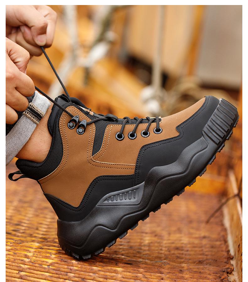 Men's Lightweight Steel Toe Safety Shoes: Anti-Smash, Anti-Puncture, Breathable, Fashionable, and Wear-Resistant Work Footwear.