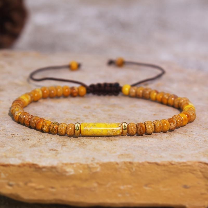 Jednowarstwowa pleciona bransoletka z królewskimi kamieniami szlachetnymi, naturalny luksus, unikalny minimalistyczny design modowy