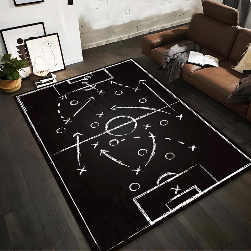 

Football Strategy Chalkboard Style Rug with Black and White Design Suitable for use as an anti-slip for living room bedroom sofas 40x60cm( 15x23in )