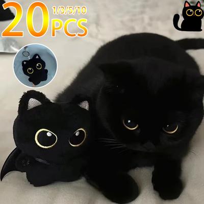 10cm Cute Black Cat Plush Toy Doll Small Pendant Cuddly Pillow Cushion Ins Black Cat Plush Toy Doll for Boy Girl Brithday Gifts