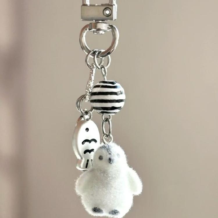 Stylish Bear Keychain Plush Flock Multi Functional Bag Clip Cartoon Bags Pendant for Casual Fashion