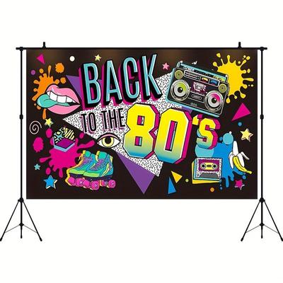 1 ცალი 80-იანი წლების წვეულების დეკორაციები Back to The 80's ბანერი ფონი ფოტოგრაფიის ფონისთვის 80-იანი წლების წვეულების აქსესუარები, 5x3 ფუტი