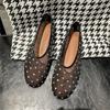 Luxury Crystal Rivet Design Mesh Sandals Women Light Breathable Flats Fashion Comfort Mules Shoes Elegant Loafers Ballet Shoes