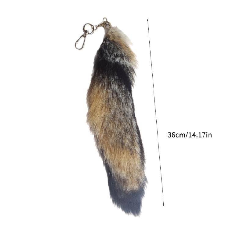 Fashion Keychain with Plush Foxes Tail Bag Pendant Women Keyring Animal Key Chain for Purse Backpack Handbag