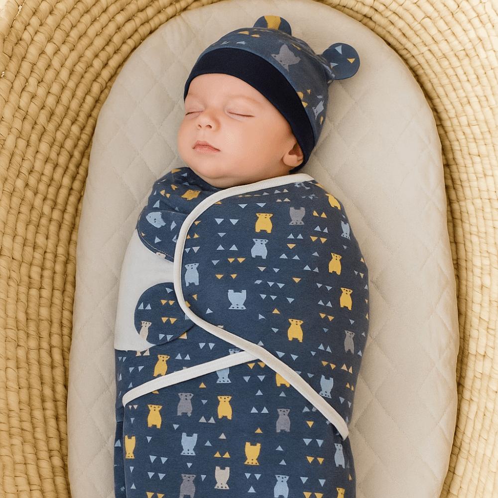 Cartoon Blanket Hat Set Cotton Infant Swaddle Blanket Newborn Photography Blanket  Infant Care