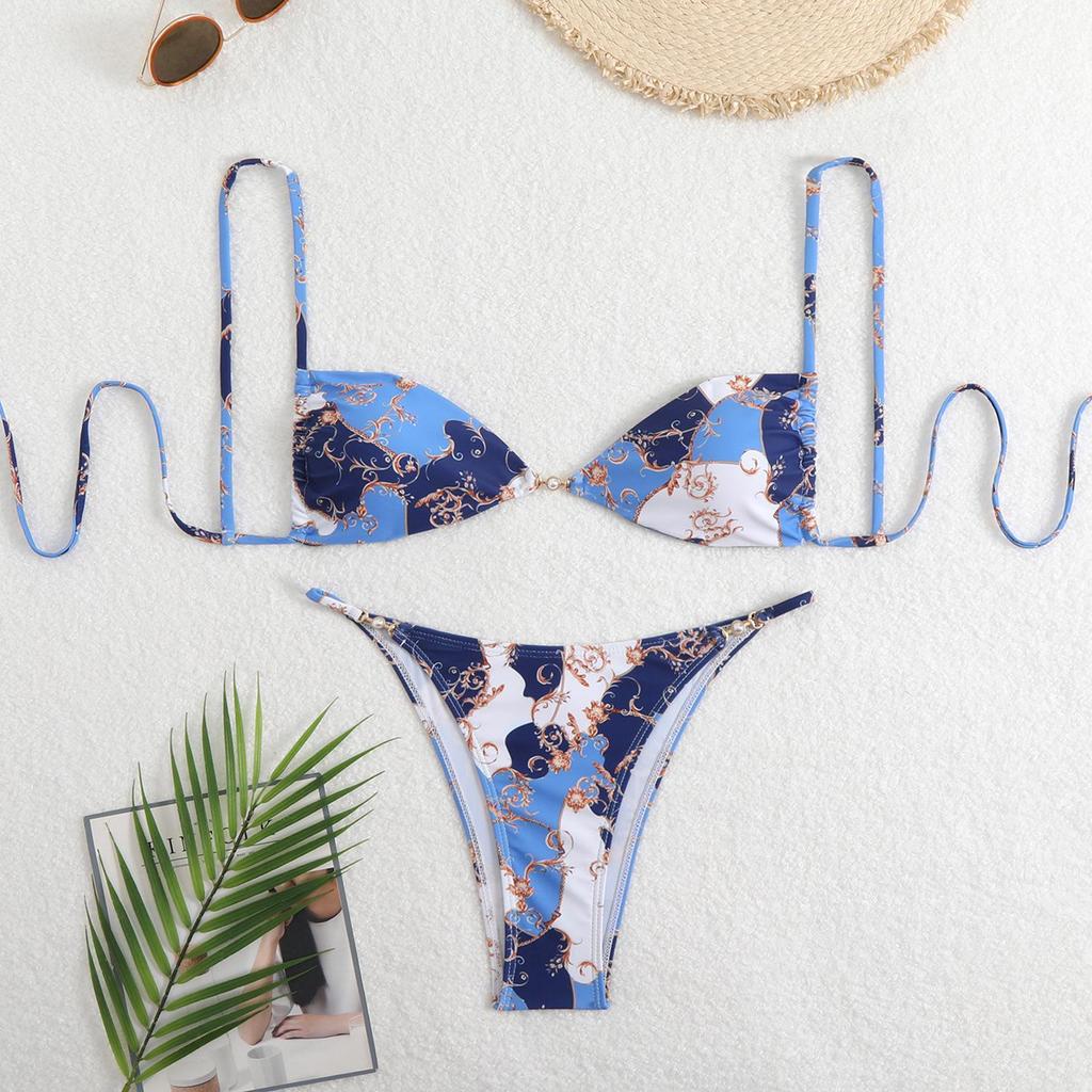 Europäischer & Amerikanischer Leopardendruck Schnür-Bikini: 3-teiliger Badeanzug für Damen