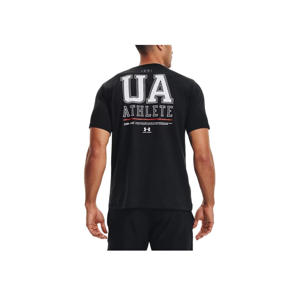 Under Armour Letter Logo Print Breathable Training T-Shirt Men Tops Black 1352043-001