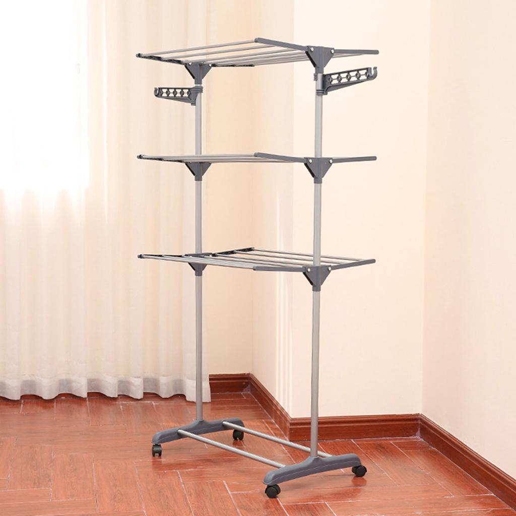 3 Tier Clothes Airer Horse Stainless Laundry Rack Foldable Clothes Drying Rack Hanging Drying Folding Storage Organizer