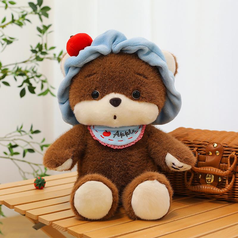 

New Apple Hairband Bear Doll Plush Toy Doll Girl Sleeping Pillow Birthday Gift Soft Cute 25cm (0.13kg)