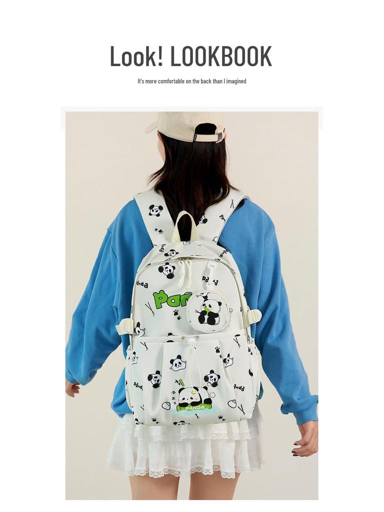 Cartoon Panda Waterproof Backpack - Large Capacity for Middle & High School Girls