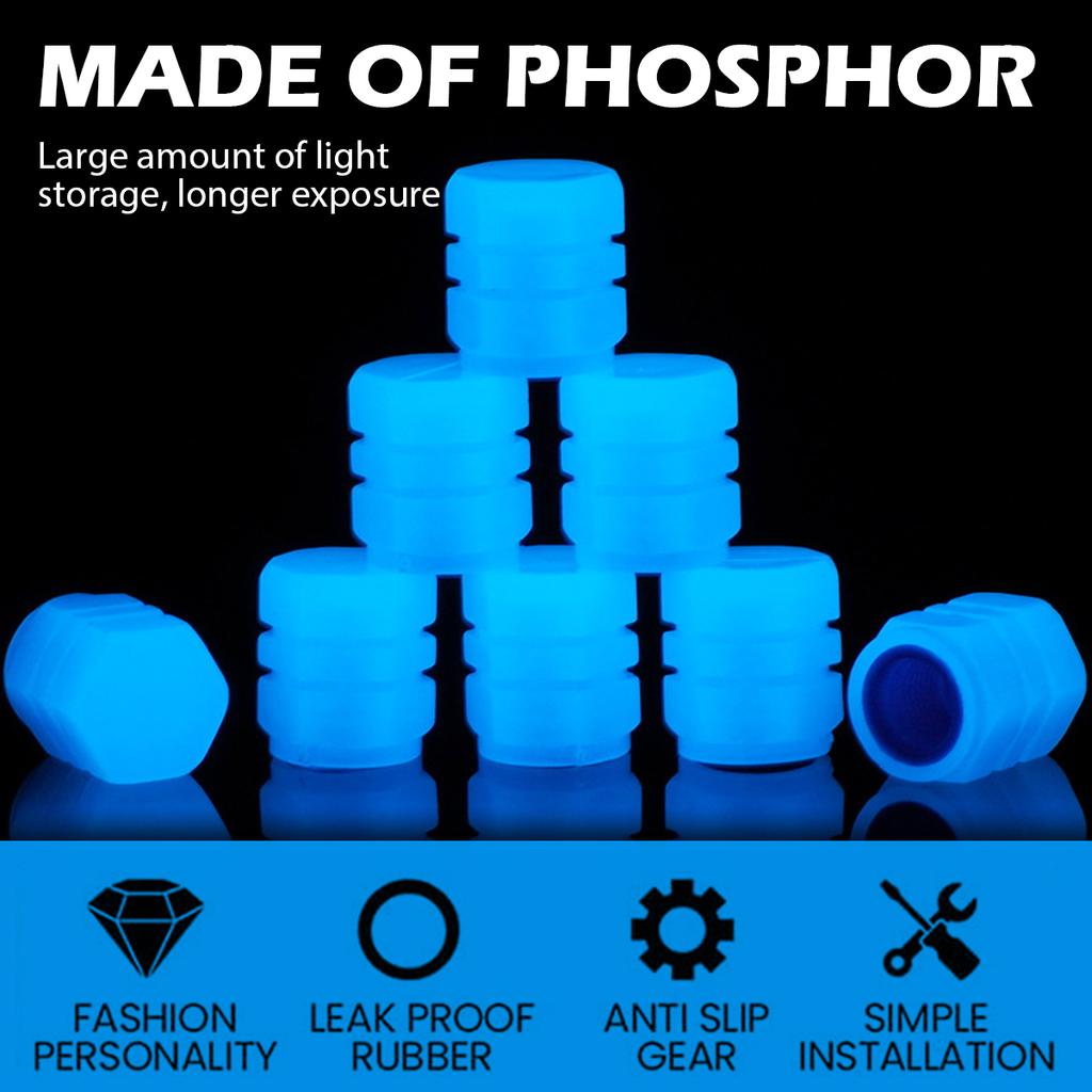 12pcs Luminous Tire Valve Caps Car Motorcycle Bicycle Wheel Tyre Hub Night Glowing Caps Tire Valve Stem Cover Fluorescent Decor Valve Stems 1
