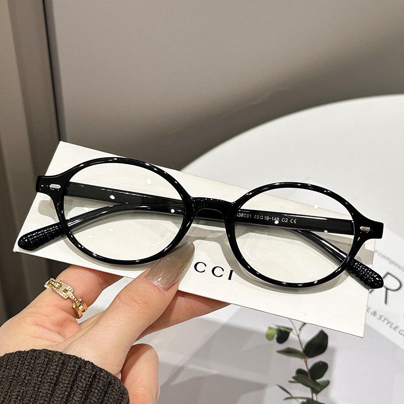 Fake Nerd-style oval frame women's tortoiseshell glasses, ultra-light eyeglass frame, natural look TR90