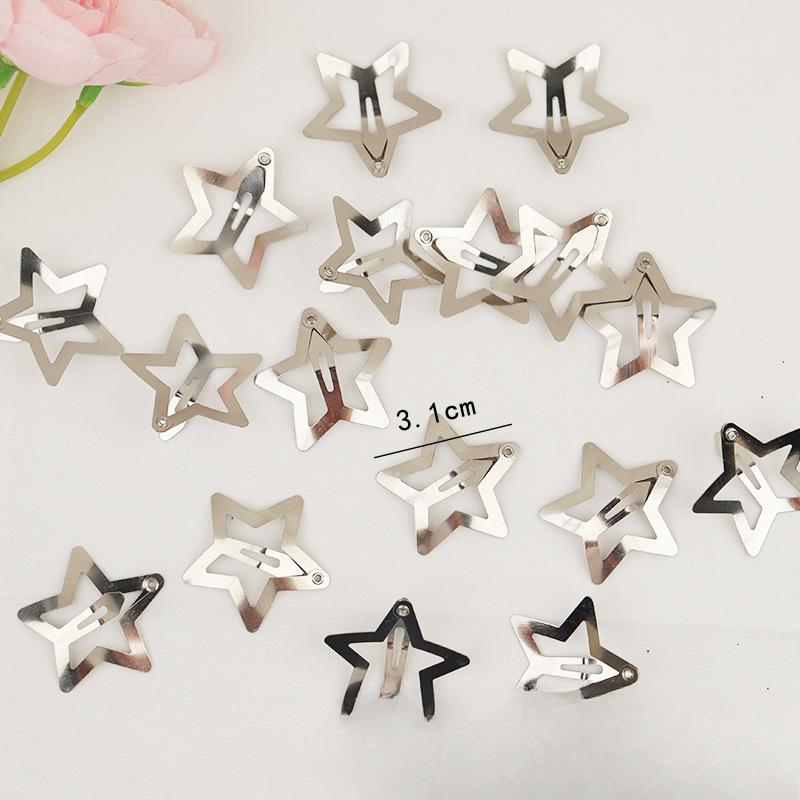 

Серебряная пятиконечная звезда заколка для волос милая заколка-звезда боковая заколка аксессуар для волос девушки заколка для непослушных волос Silver 3.1cm-100pcs