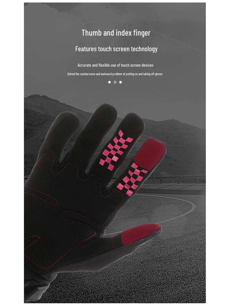 Skladem Protiskluzové teplé motocyklové rukavice s dotykovým displejem Design s lebkou a růžovou drápem