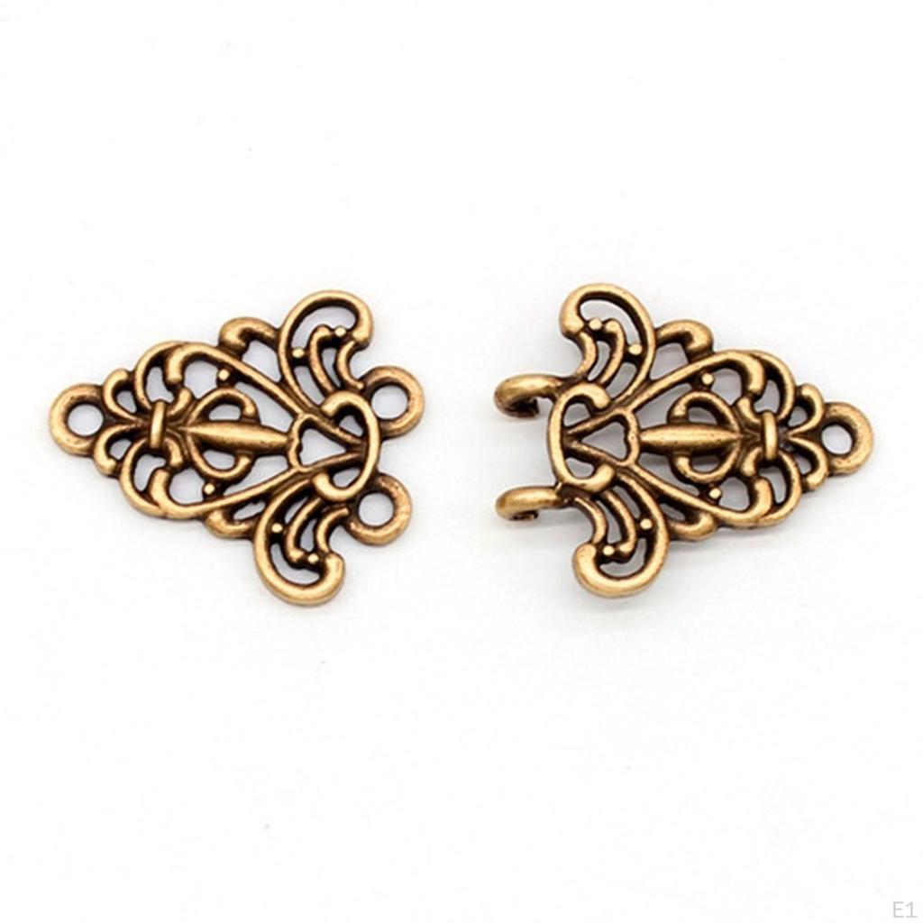 4 Pairs Cardigan Clips Vintage Hollow Flower Cape Fasteners Sew On Hooks and Eyes Clip