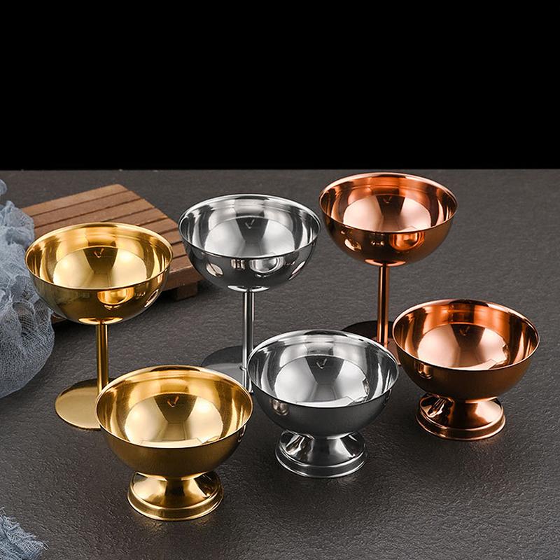Retro High-Foot Dessert Cup 304 Stainless Steel Luxury Container for Ice Cream Cocktails Pudding Hotel & Restaurant Quality