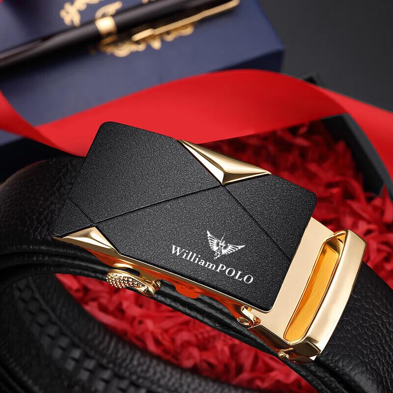 WILLIAMPOLO Men's First Layer Cowhide Automatic Buckle Belt