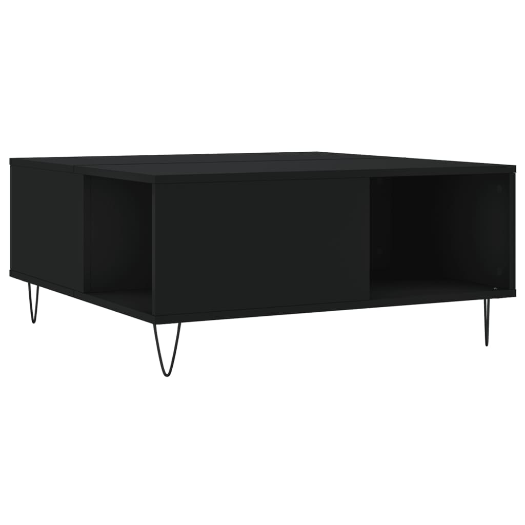  Coffee Table, Black, 80x80x36.5 Cm, Wood-based Material