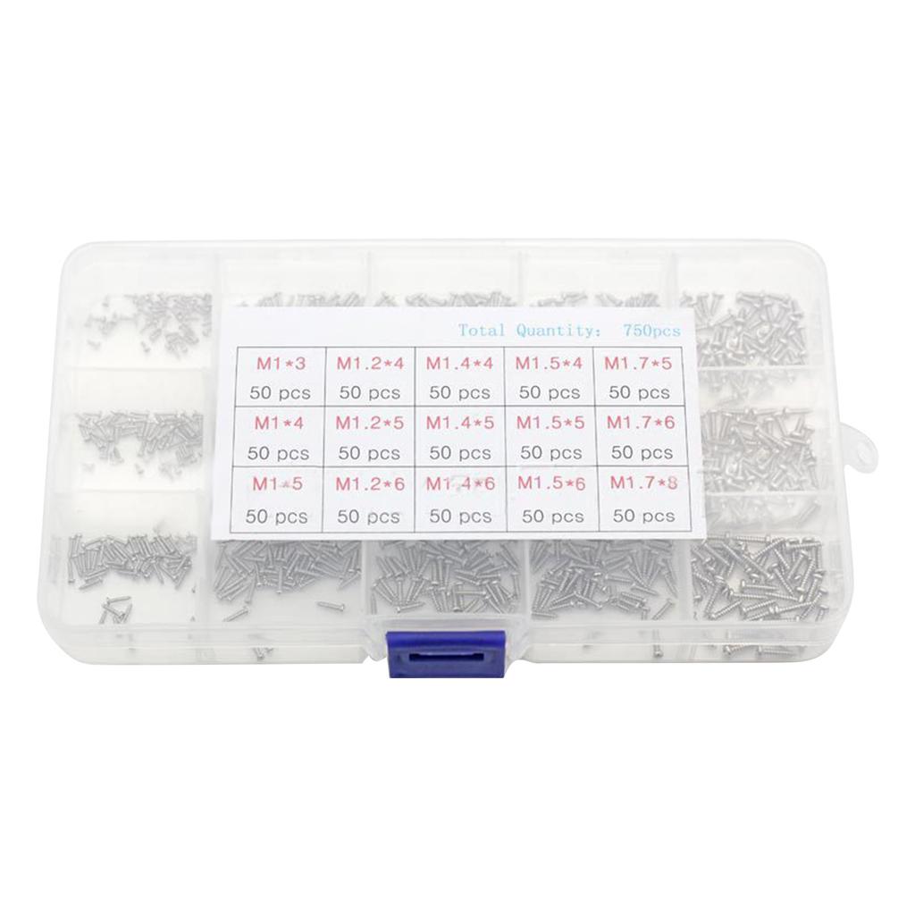 750pcs Small Screws Self-Tapping Screws Tiny Mini Screws Kits Mini Screws Set for Repair Glasses Watches Laptops Screws