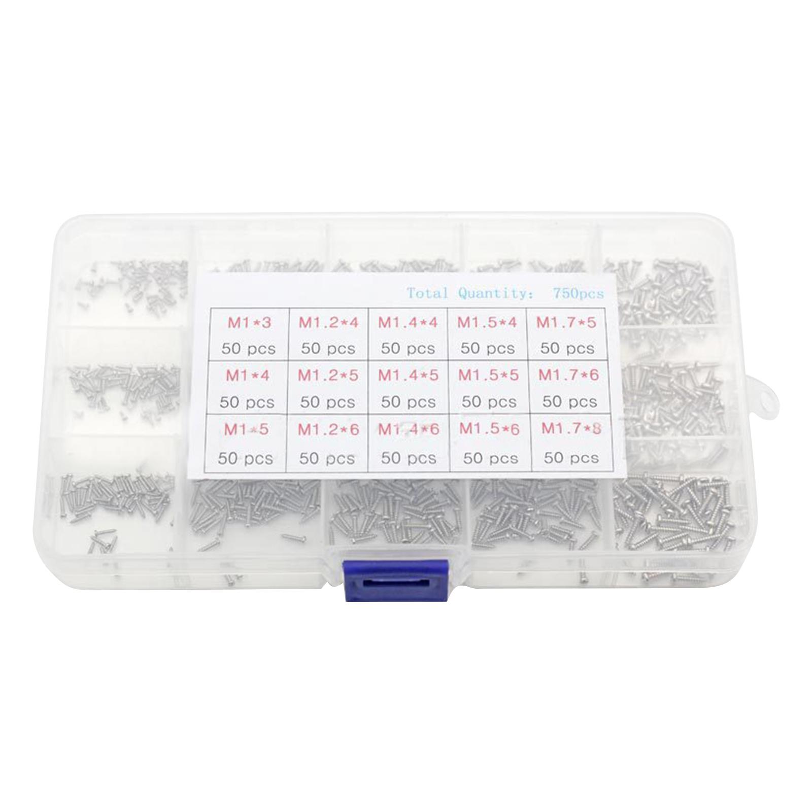 

Набор мини-винтов 750 шт. Набор микровинтов Маленькие винты Саморезы Наборы крошечных мини-винтов для ремонта очков